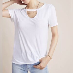 Anthro T.la Garrison Cut Out T-Shirt White Size Medium NEW